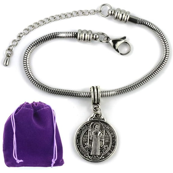 St Benedict Bracelet | Stainless Steel Snake Chain Bracelet