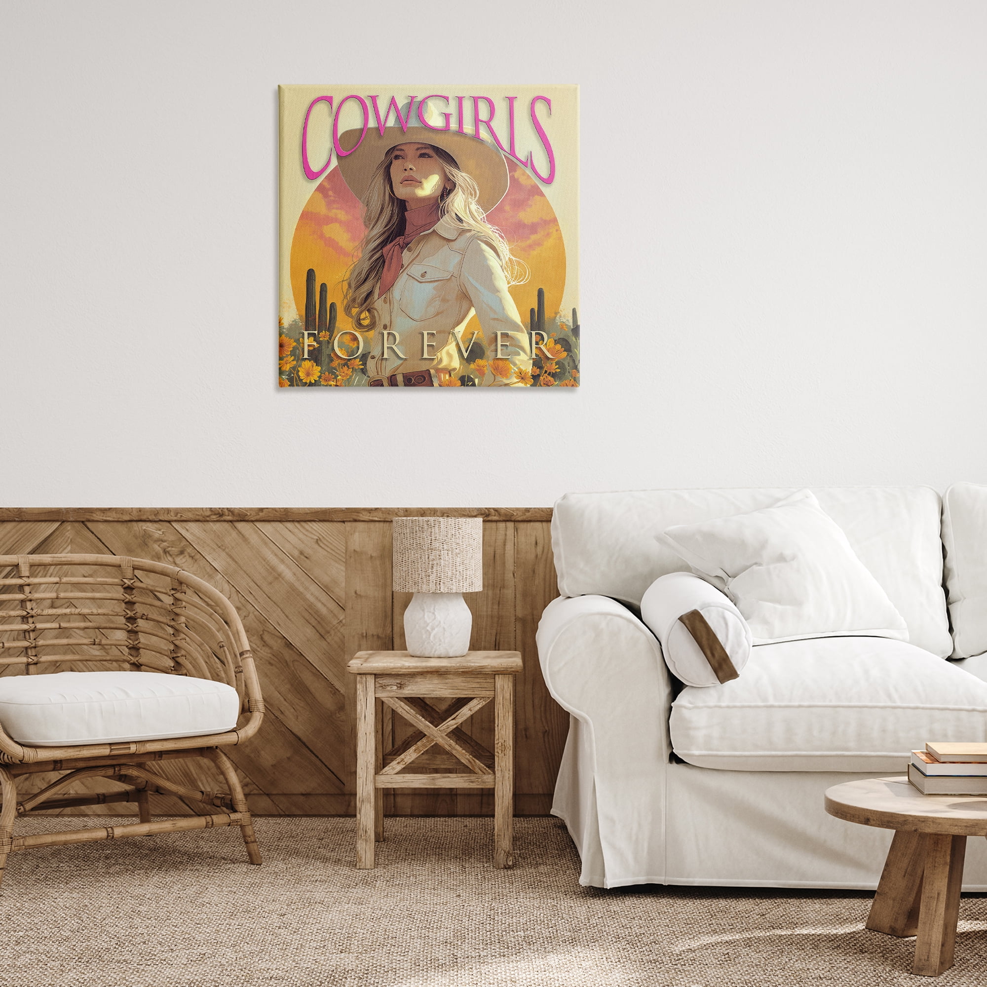 Stupell Industries Cowgirls Forever Portrait People Painting Wrapped Canvas Art Print Wall Art, 30 x 30