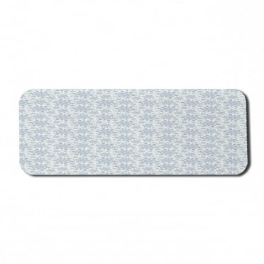 Winter Computer Mouse Pad, Ornamental Noel Flora Swirly Branches and Snowflake Style Flower Petals, Rectangle Non-Slip Rubber Mousepad Large, 31" x 12" Gaming Size, Blue Grey and White, by Ambesonne