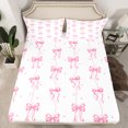 thumbnail image 2 of Homewish Ribbon Bowtie Queen Sheet Sets,Abstract Geometric Circle Flat Sheet,Pink White Queen Fitted Sheet For Princess,Super Cozy Room Decor,4pcs, 2 of 7