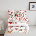 thumbnail image 5 of Manfei Valentine Rainbow Full Size Comforter Sets, Cherry Tulip Flower Bedding Comforter Set, White Red Green, Polkadot Reversible, 3-Piece, 1 Comforter and 2 Pillowcases, 5 of 7