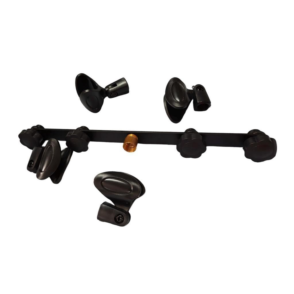 MERIGLARE Microphone Stand Mic Mount Bar Microphone Holder Bracket Multi Mic Display Stand Dynamic Microphone Organizer PP Material Suitable for Studio Performances Group Recording 4 clip