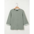 thumbnail image 4 of Women'S Shirts Fashion 3/4 Length Sleeve T Shirts Cute Crewneck Casual Tops Basic Blouses Green S, 4 of 8