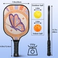 thumbnail image 4 of Pickleball Paddles Set Of 2, Fiberglass Surface, Butterfly Print, 4 Balls & Bag, 4 of 5