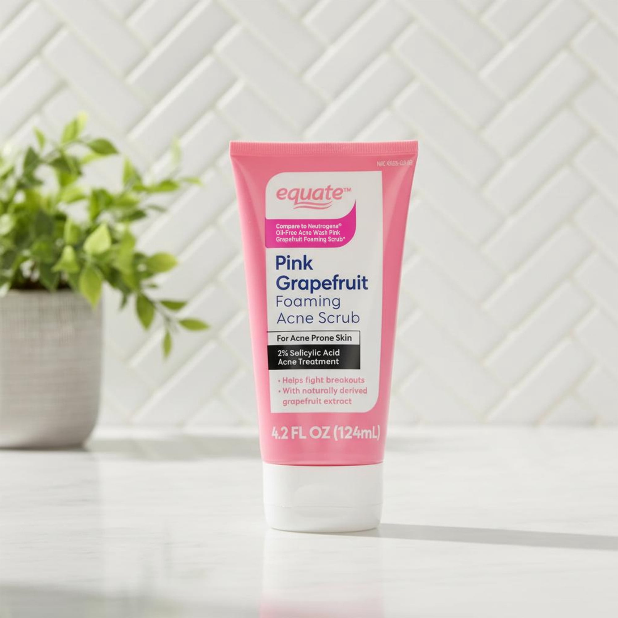Equate Pink Grapefruit Foaming Acne Scrub, 4.2 fl oz