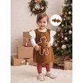 thumbnail image 5 of RUINIXCW Newborn Baby Girl Christmas Gingerbread Outfit Infant Baby Girls Fall Winter Clothes Ribbed Long Sleeve Romper and Dress Overalls Headband Set, 5 of 8