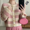 thumbnail image 1 of Cárdigans de punto a rayas para mujer, cárdigan holgado con botones, suéteres de estilo coreano, prendas de punto de manga larga, otoño e invierno, 2023, 1 of 5