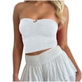 thumbnail image 1 of Timegard Tube Tops for Women Summer Strapless Ruched Basic Sleeveless Stretch Slim Shirts Casual Crop Tops, 1 of 6