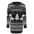 thumbnail image 3 of Women Christmas Outfit Festive Knit Snowflake Pullover Mini Dress for Women Cozy Christmas Sweater O Neck Casual Holiday Attire Black 2XL, 3 of 7