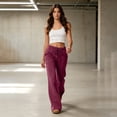 thumbnail image 6 of Womens Fleece Flare Sweatpants Wide Leg Lounge Pants with Pockets Fall Drawstring Travel Sweat Pants S, 6 of 7
