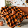 thumbnail image 3 of Fleece Throw Blankets, Orange Buffalo Plaid Throw Blanket for Couch Sofa Bed, Soft Warm Fuzzy Cozy Checkered Blanket, Lightweight Farmhouse Halloween Decor 50" x 60" (Pumpkin & Orange), 3 of 6