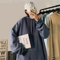 thumbnail image 4 of Men's Basic Solid Oversize Pullover Hoodie Thermal Hooded Sweatshirt Plus Size Fuzzy Sweatshirt Outwear with Pocket, 4 of 5