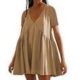 thumbnail image 1 of Jusqu'à 65 % de Réduction! Robes de Mode d'Été pour Femmes 2024 Grande Taille Couleur Unie Manches Courtes, 1 of 5