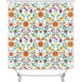 thumbnail image 2 of 4PCS Boho Colorful Floral Shower Curtain Sets with Rugs, Waterproof Fabric Black Shower Curtain, Modern Aesthetic Spring Red Pink Flower Green Leaves Plant Botanical Wildflower Bathroom Decor, 2 of 7
