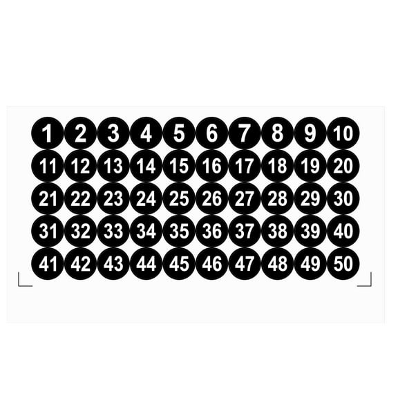 Uxcell 25mm Dia Round Number Stickers Number 1-50 Black
