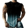 thumbnail image 1 of Yieetim Débardeurs Muscle Bleu Foncé pour Hommes, Imprimé Tropical d'Été Mode Décontractée Patchwork Bloc de Couleur Sans Manches, Pull de Vacances Col Rond Débardeurs de Sport - Soldes d'Été, 1 of 6