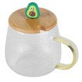 thumbnail image 2 of Glass Cup, Cute Beautiful Elegant Exquisite 400ml Coffee Mug With Spoon Lid For Family Kids For Friends For Home For Office Avocado, 2 of 8