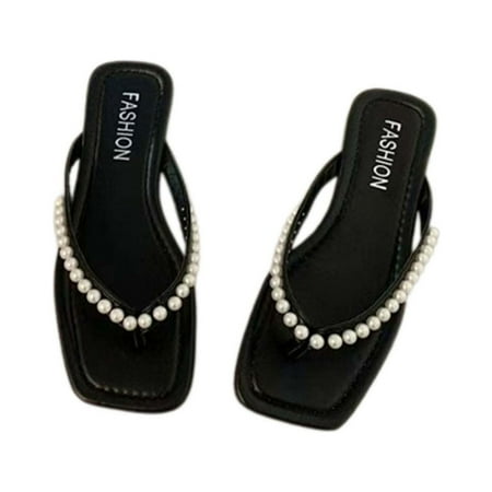 

Flip Flops for Women Girls Thong Slide Sandals - Summer Dressy Bohemian Travel Flat Sandals Cute Low Wedge Summer Open Toe Sandal Shoes