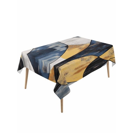 Abstract Graffiti Art Table Cloth 54x108 Inch Rectangle Watercolor Yellow Blue Decoration Waterproof Tablecloth Washable Table Cover for Party Picnic Dinner Decor