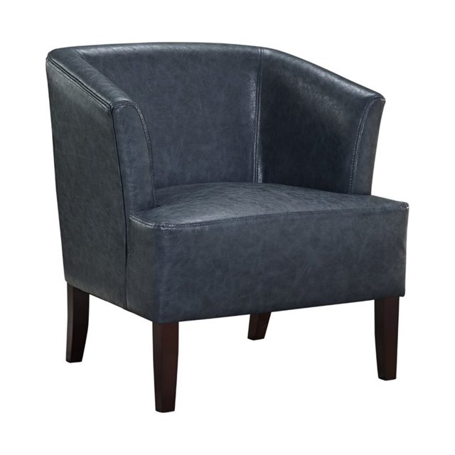Simpli Home Longford Leather Tub Chair in Denim Blue