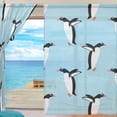 thumbnail image 3 of Splicing Pattern Penguin On Cyan Background Semi Sheer Curtains Window Voile Drapes Panels Treatment-55X78in for Living Room Bedroom Kids Room, 3 of 4