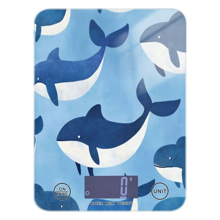 

Kitchen Electronic Scale Food Scale 7.68x5.71 inch Multifunctional Digital Kitchen Scale Tempered Glass Decorative Baking Cooking Meal Preparation The Sea and Dolphins