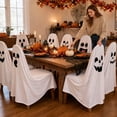 thumbnail image 6 of Halloween Ghost Decor 79 Inch Dining Chair Cover Spooky Jack O Lantern Face Halloween Decor for Indoor Home Party Halloween Home Decor Accent, 1 Pack, 6 of 7