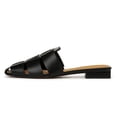 thumbnail image 3 of YDN Women Closed Square Toe Braided Mules Slip on Low Chunky Heel Backless Sandals Chic Daily Heeled Slides Size 6 Black, 3 of 4