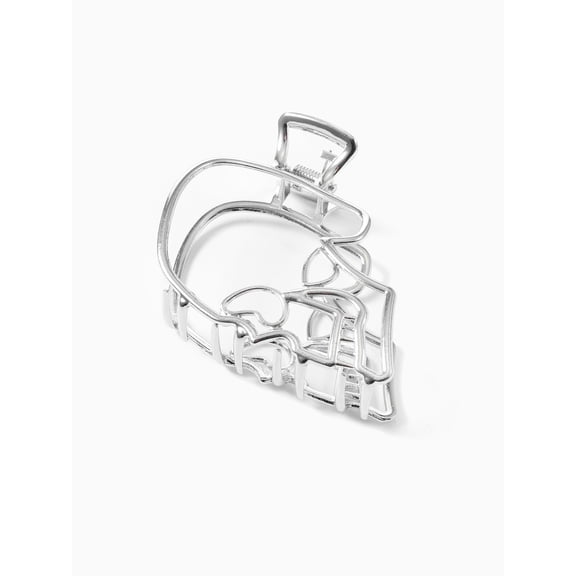Way to Celebrate Halloween Women's Metal Skull Claw Clip, Silver, 1 Piece