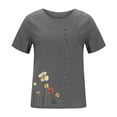 thumbnail image 4 of Mujeres manga corta casual cuello redondo impreso botón suelto túnica camisa blusa tops Pompotops  hkajfhjk470061, 4 of 5