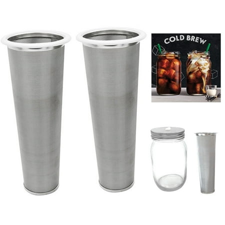 

Ludlz Cold Brew Coffee Filter for 32/64 OZ Wide Mouth Cup Stainless Steel Strainer with Seal Ring for Iced Drinks Tea Infuser & Cold Brew Coffee Maker