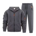 thumbnail image 1 of Ccpelsie Men's 2 Pieces Tracksuits Running Sports Suits Drawstring Waistband Sweatsuit with Pockets For Fall Winter(A01-Dark Gray,L), 1 of 8