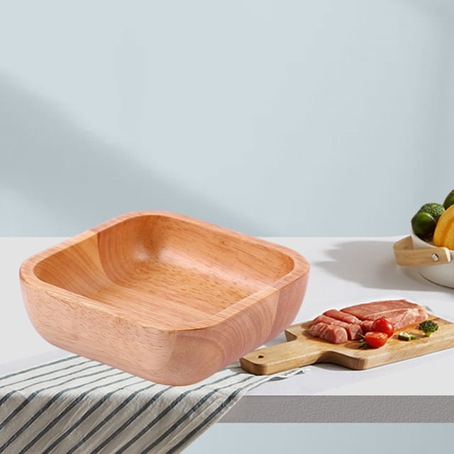 Cuenco de madera cuadrado Pasta Frutas Cereales Aperitivos Fideos de arroz Cuenco para servir Cocina del hogar Vajilla Vajilla Decoración de Los 215cm Baoblaze Tazón de servir