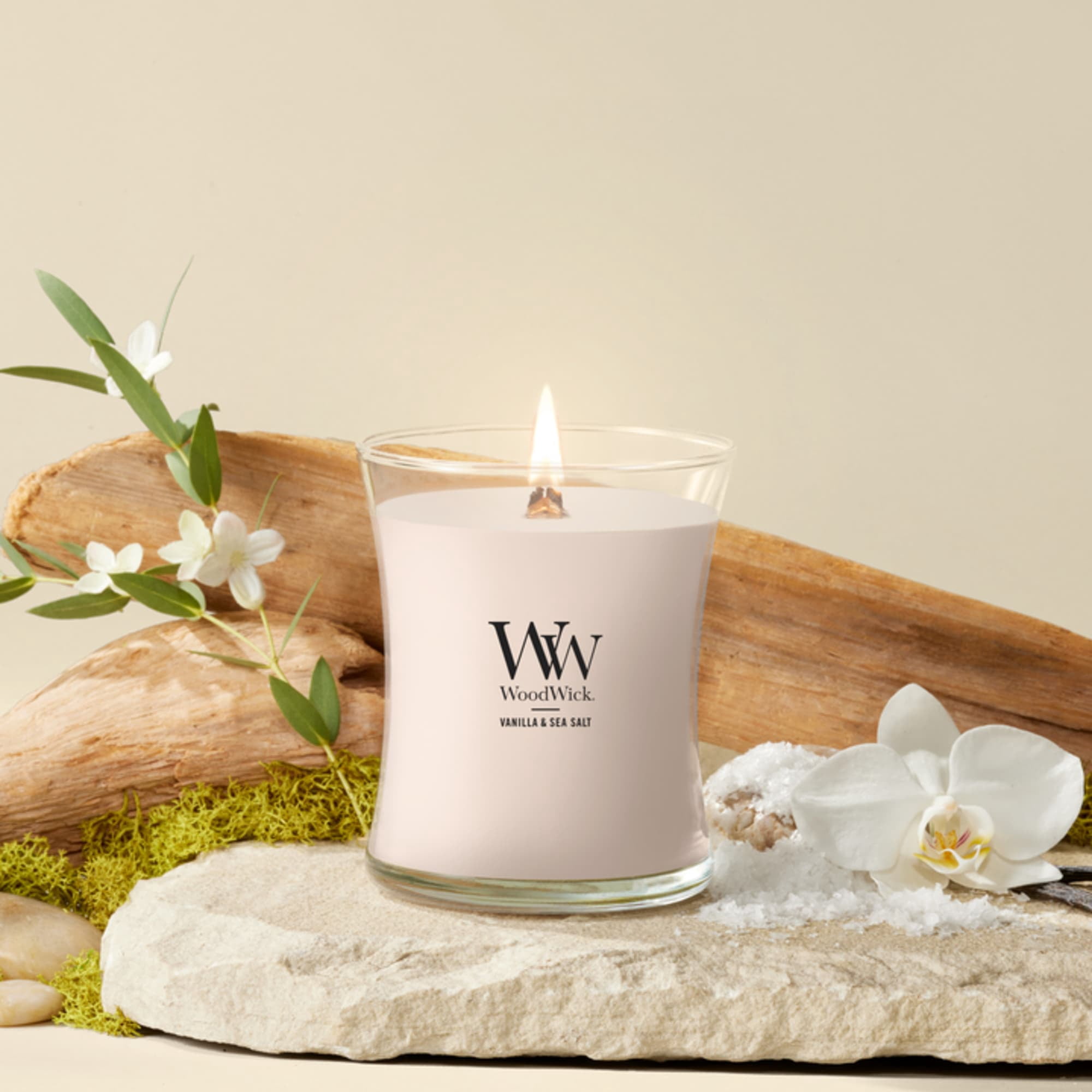 WoodWick Candles Medium Hourglass Scented Candle Vanilla Sea Salt