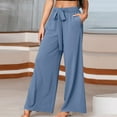 thumbnail image 2 of Futezty Womens Wide Leg Pants Plus Size Elastic Tie Knot Lounge Pants Loose Trousers with Pockets, 2 of 5