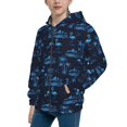 thumbnail image 2 of Pofeuu BLUE Flamingo Birds Print Teenage Zipper Hoodie Sweatshirts Hooded Casual Jackets With Pocket For Boys Girls-Small, 2 of 6
