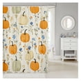 thumbnail image 2 of Pumpkin Pattern Waterproof Shower Curtains Luxury Heavy Fabric Bathroom Shower Curtain Botanical Flowers Hotel Home Dorm Bathtubs Decor Shower Curtain Machine Washable Grommet Curtain 72 x 84 Inch, 2 of 7