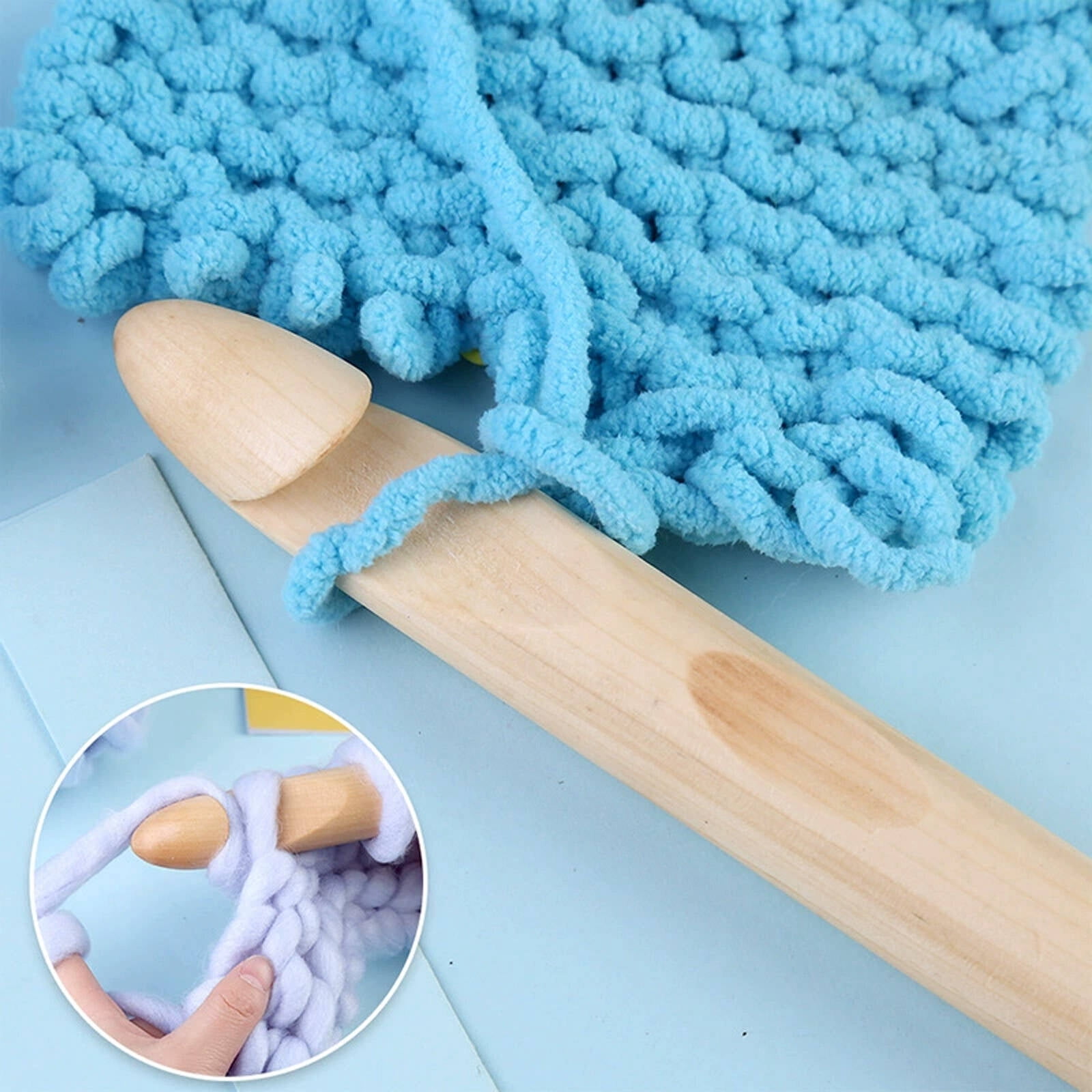 EXLEAF 2026 New Crochet Hooks High-Quality Wooden Crochet Hooks Ergonomic Lightweight Long-Lasting Large Crochet Hooks for Knitting Crocheting Diy Projects Home Crafts Handcrafts