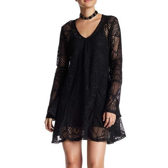 Romeo and Juliet BLACK Women's Crochet Lace A-line Mini Dress, S