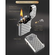 Swiss Retro Brass Kerosene Lighter,Automatic Ignition, Refillable, Soft-Flame, Safety Lock, Grinding Wheel, Engraving, Luxury, Collectible, Mens Gift, Thorens Gen 1 Single Claw Plum Pattern