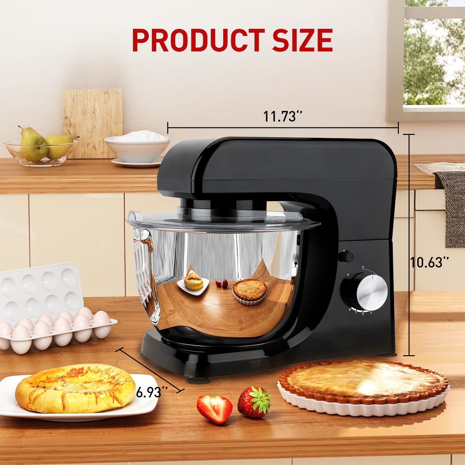 5.3Qt Kitchen Stand Mixer, 8 Speeds Electric Mixer for Sugar Frosting, Meringue Frosting, Food Mixer for Baking, Cake