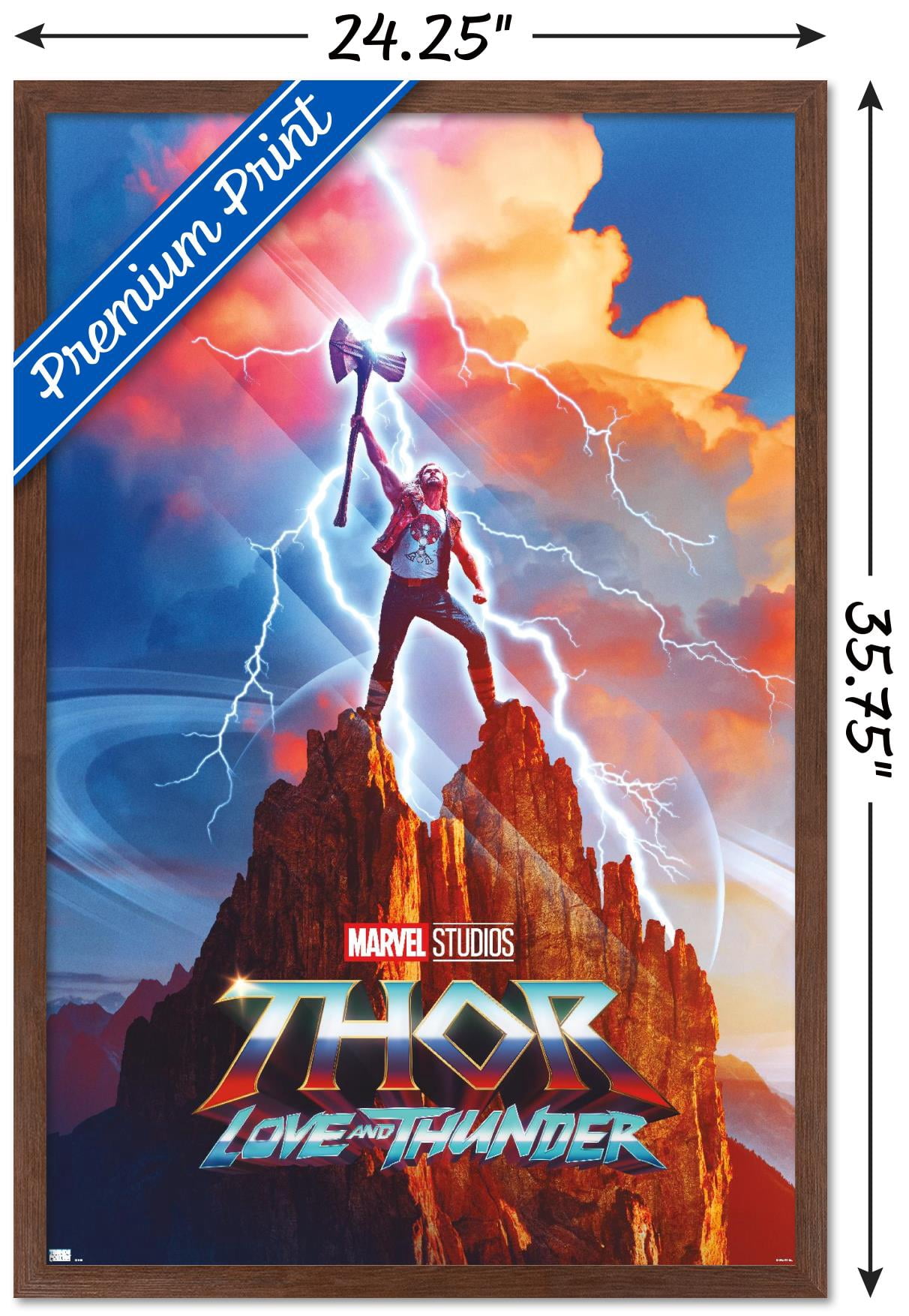 Marvel Thor: Love and Thunder - Thor One Sheet Wall Poster, 22.375" x 34" Framed