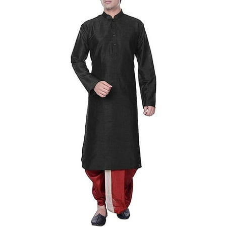 

Royal Kurta Men s Cotton Silk Dhoti Kurta Set (40 Black-Red)