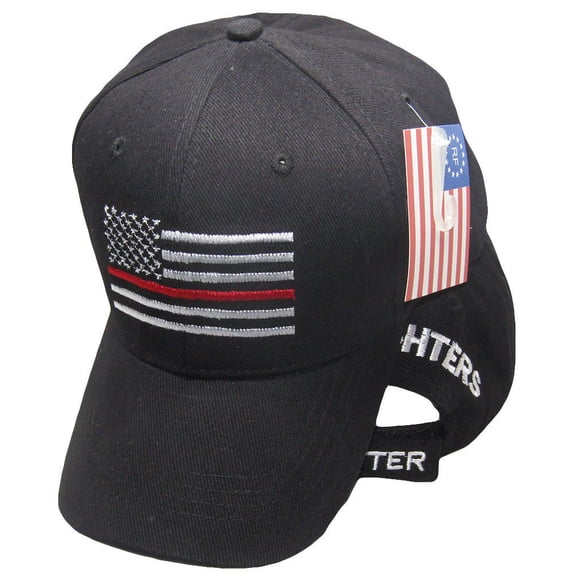 Black USA Fire Thin Red Line Cap Low Profile Hat Baseball Support Fire Fighters