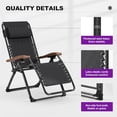 thumbnail image 6 of PURPLE LEAF Oversized Outdoor Reclining Chair Patio Zero Gravity Chaise Lounge Folding Chair with Removable Cushion Adjustable Headrest for Lawn Camping Beach Pool Black, 6 of 9
