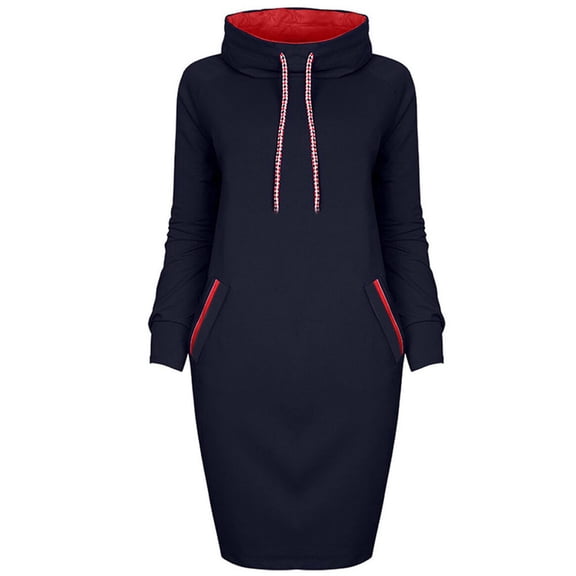 Ichaunyi Summer Dresses Women Casual Winter Shirt Dress Ladies Long Sleeve Mini Sweatshirt Dress