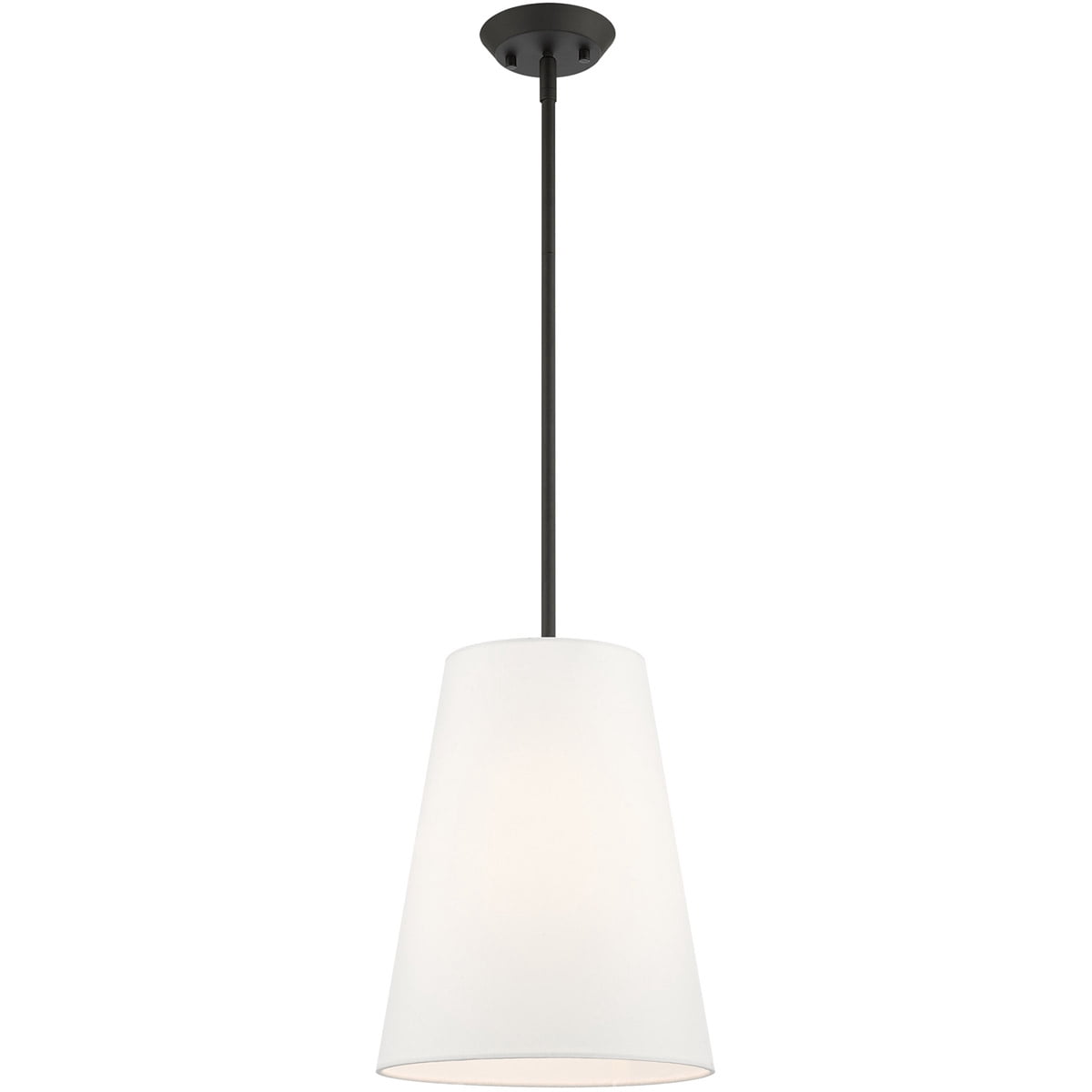 1 Light Black Shaded Chandelier with Hand Crafted Off White Fabric Hardback Shade