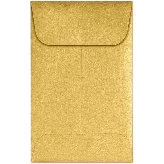 LUX Paper #1 Coin Envelopes, Gold Metallic, 2.25 x 3.5 inches, 50/Pack