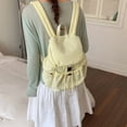 thumbnail image 6 of Women Men Nylon Bookpack Drawstring Solid Color Students Bookbags Large Capacity Travel Daypack Bag for Commute (Yellow), 6 of 12