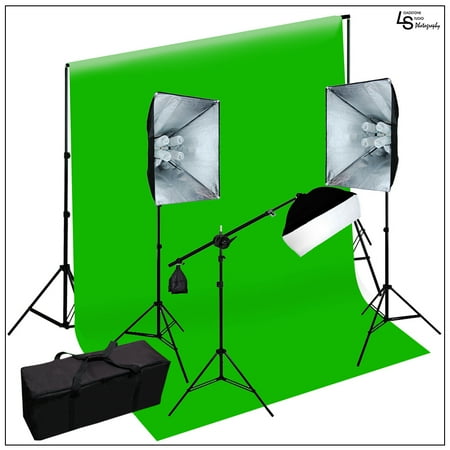 Chroma Key Kits - 2100W Photo Video Softbox Lighting Kit Chroma Key Green Background Support Stand and Carry Case by Loadstone Studio WMLS0571